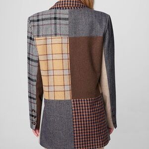Cream and Brown Blazer with Elegant Suit Jacket Design